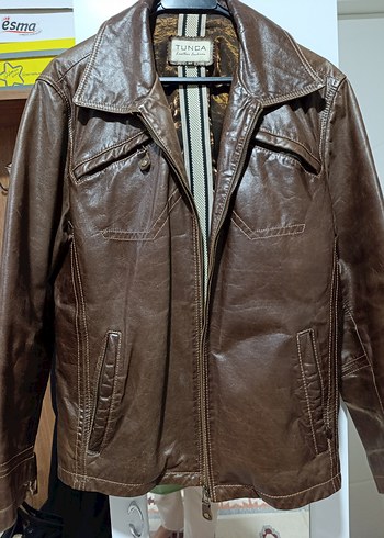 Kahverengi Deri Biker Ceket