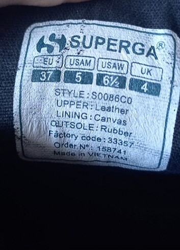 37 Beden Superga Siyah Ayakkabı