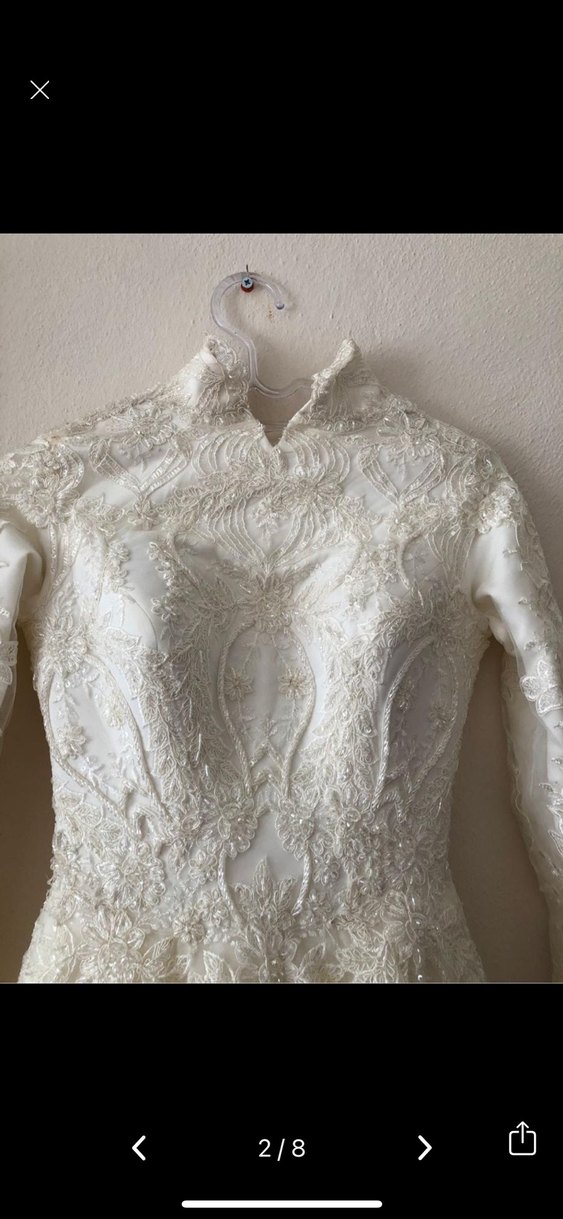 Duvak Hediyeli Tesettür Beyaz Prenses Gelinlik - Görsel 2