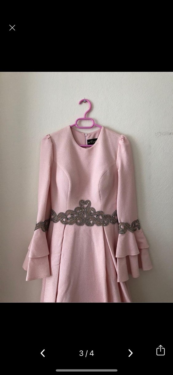 Tesettür Pembe belden oturmalı nişanlık - Görsel 3