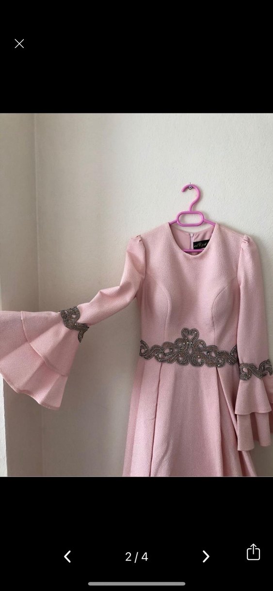 Tesettür Pembe belden oturmalı nişanlık - Görsel 2