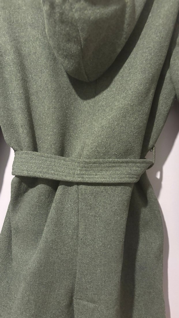 Stradivarius Gri Kemerli Kadın Kaban - Görsel 4