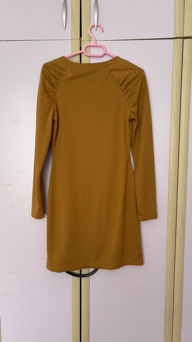 Uzun Kollu Mini vintage Elbise - Görsel 4