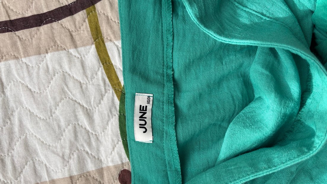 Yeşil Keten bağlama detay Uzun Etek - Görsel 3