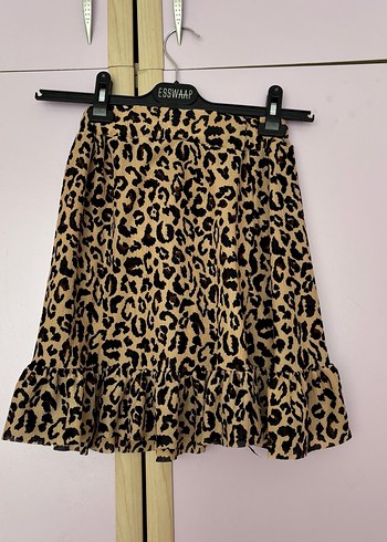 Leopar Desenli Mini Etek - Görsel 4
