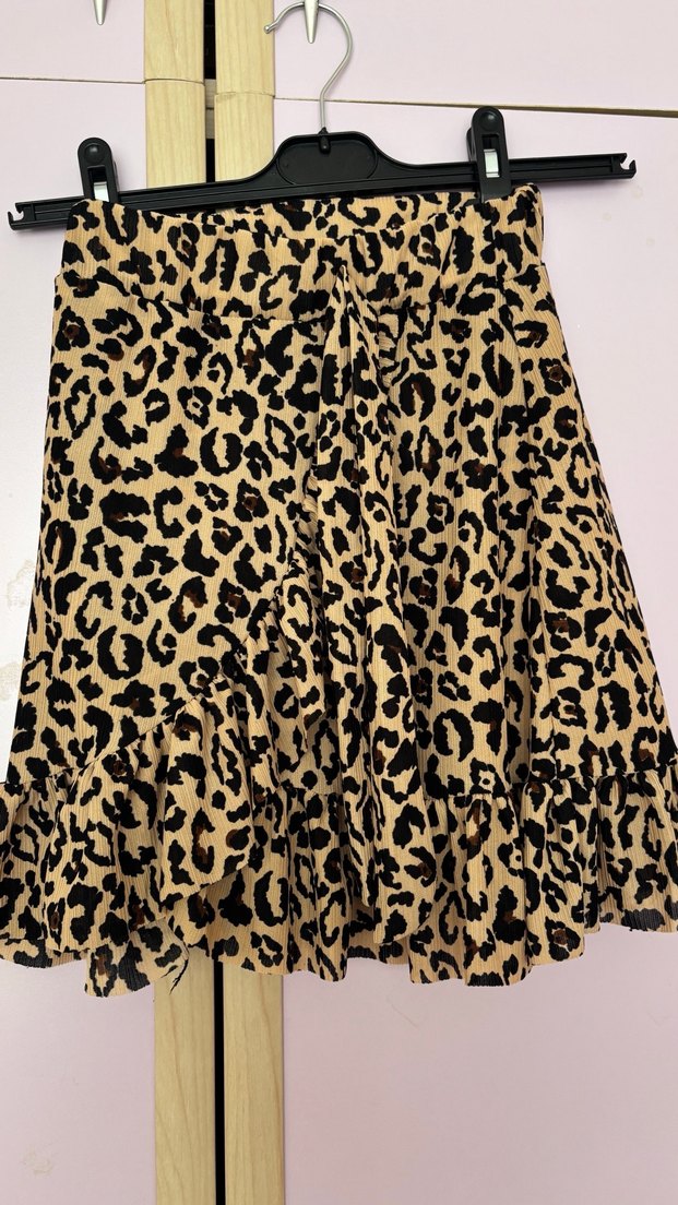 Leopar Desenli Mini Etek - Görsel 3