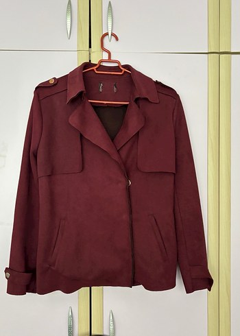 Bordo Süet Midi Trençkot - Görsel 2