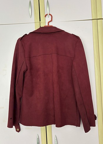 Bordo Süet Midi Trençkot - Görsel 5