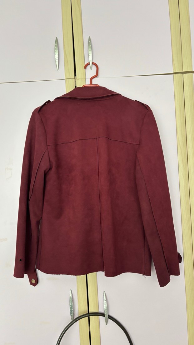 Bordo Süet Midi Trençkot - Görsel 5