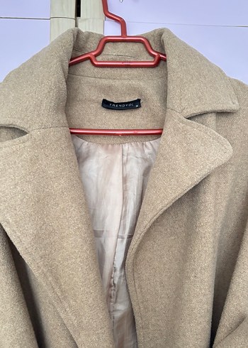 Bej Süet Kemerli Uzun Kadın Kaban - Görsel 6