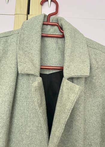 Gri Midi Kadın Düğmeli Kaban - Görsel 2