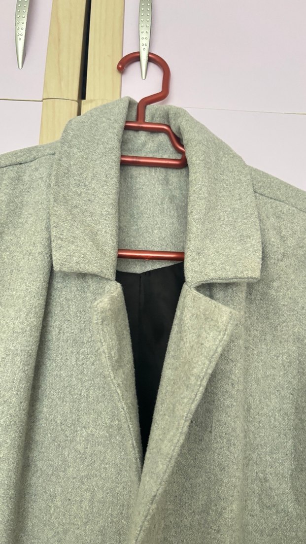 Gri Midi Kadın Düğmeli Kaban - Görsel 2