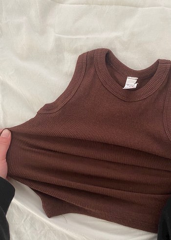 Kahverengi Pamuklu Kolsuz crop - Görsel 3