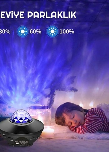 Led Yıldız Bluetooth Hoparlör Usb Projektör - Görsel 6
