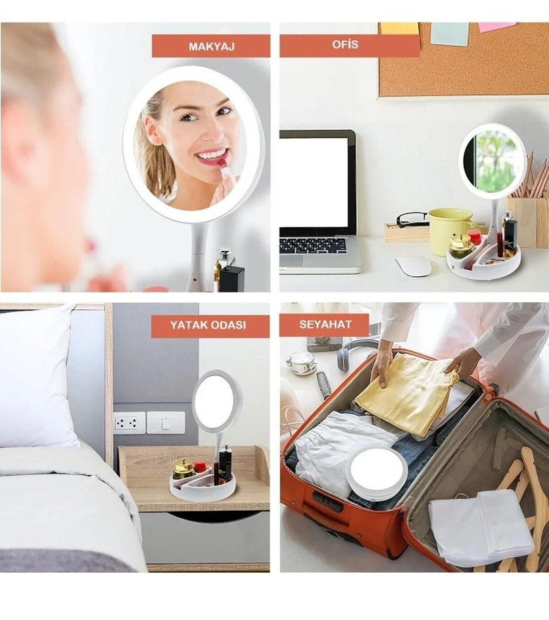 LED Işıklı Makyaj Aynası Beyaz - Görsel 5