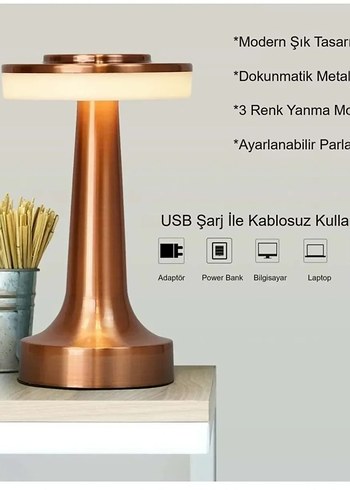 Parlak Altın Masa Lambası - Görsel 5