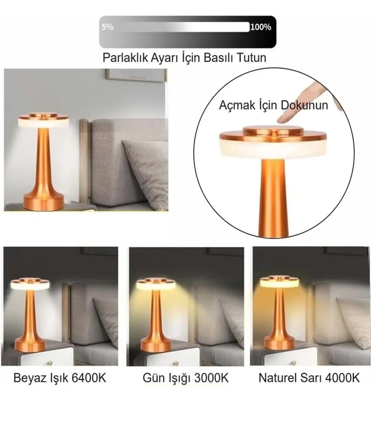 Parlak Altın Masa Lambası - Görsel 4