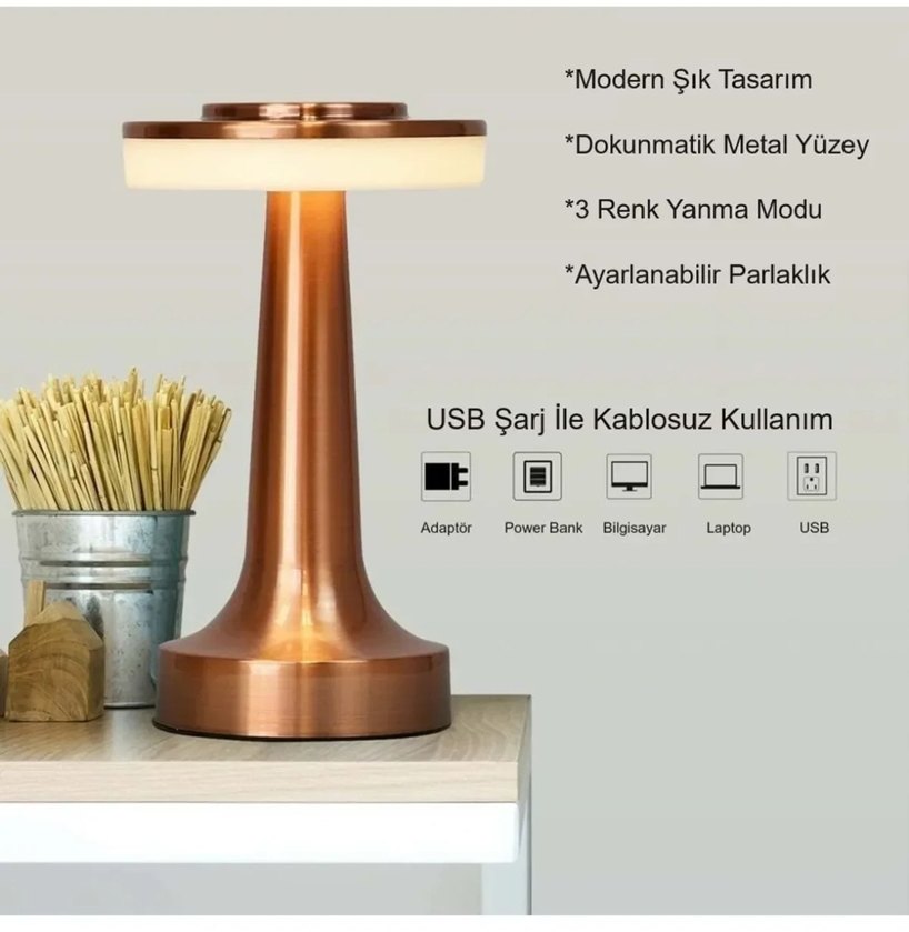 Parlak Altın Masa Lambası - Görsel 5