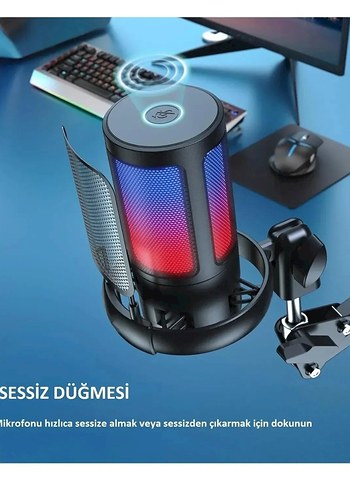 Professional Stand Youtuber Tiktok Yayıncı Usb Rgb Mikrofon Seti - Görsel 3