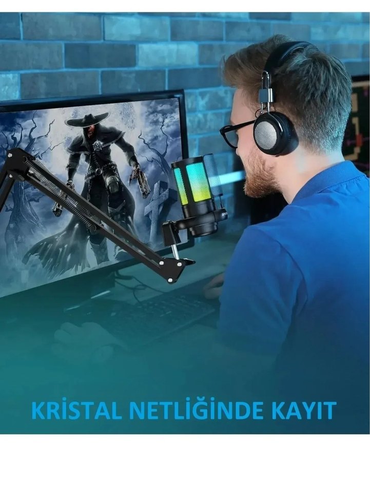 Professional Stand Youtuber Tiktok Yayıncı Usb Rgb Mikrofon Seti - Görsel 5