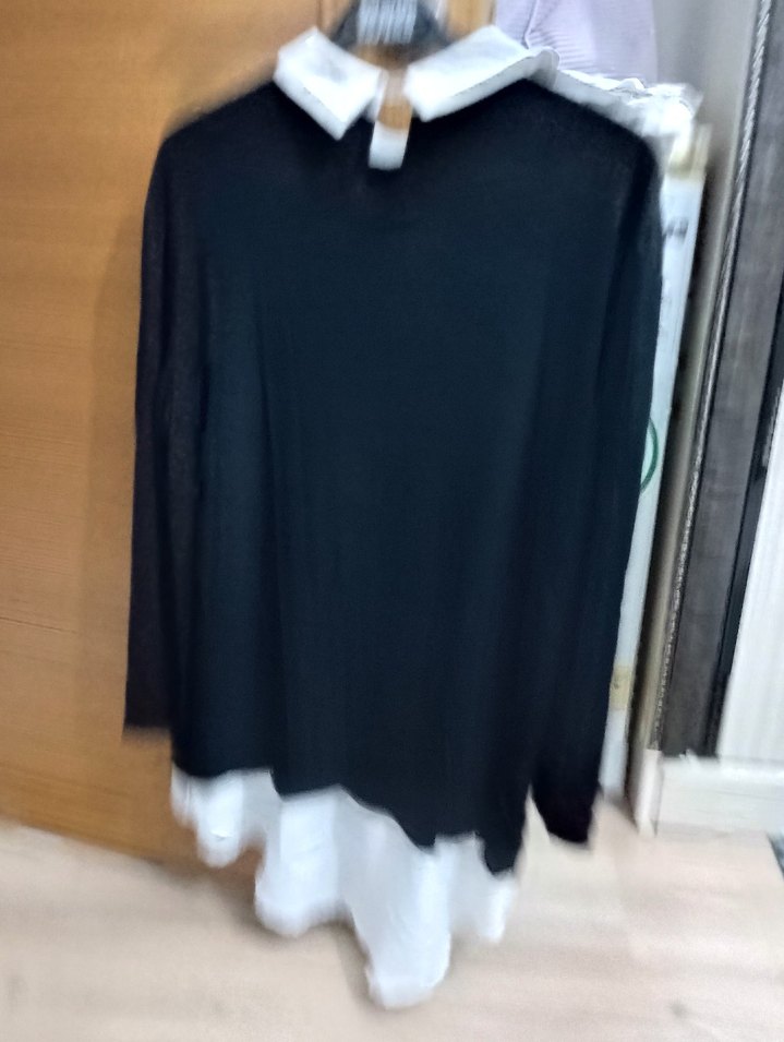 Siyah Baskılı  Gömlek Pamuk Kumaş - Görsel 2