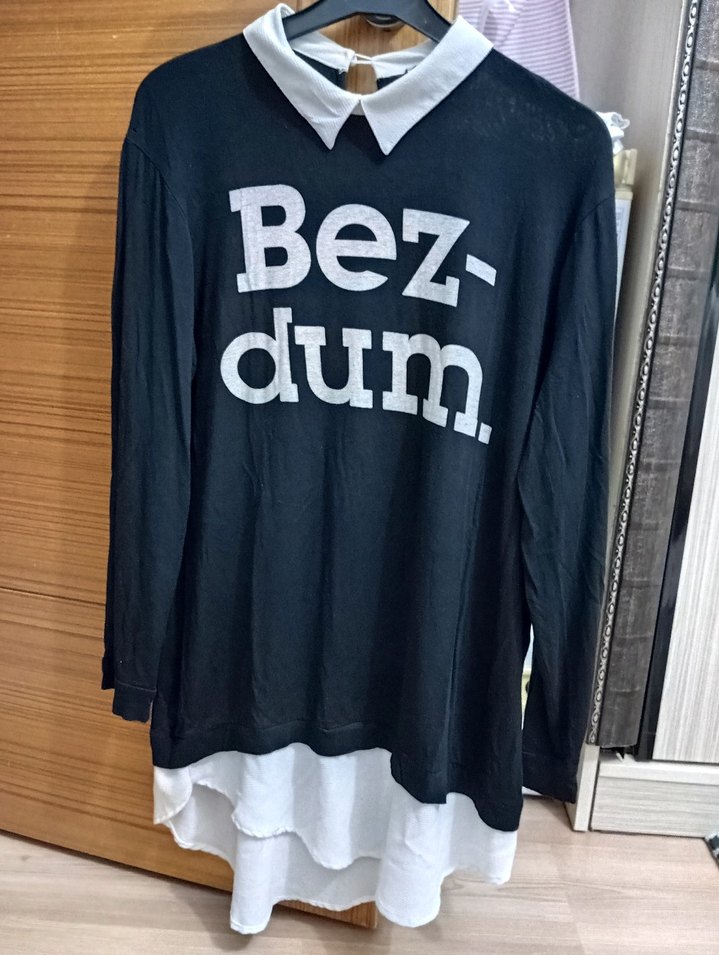 Siyah Baskılı  Gömlek Pamuk Kumaş - Görsel 4