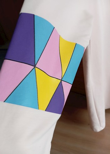 Pamuklu, Baskılı, Uzun Kollu Beyaz Sweatshirt - Görsel 3