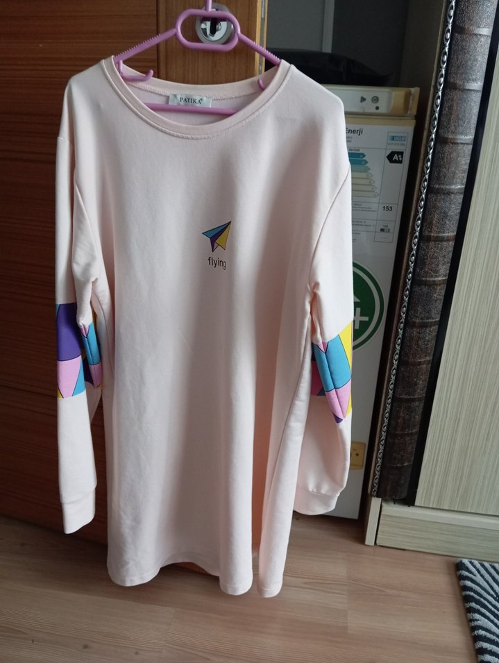 Pamuklu, Baskılı, Uzun Kollu Beyaz Sweatshirt - Görsel 2