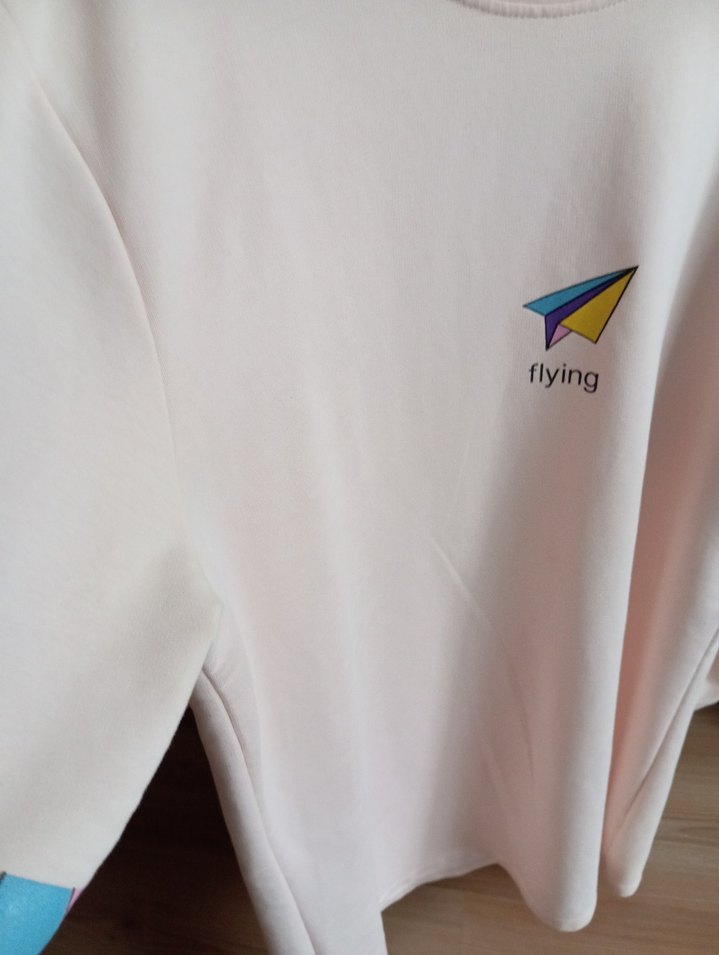 Pamuklu, Baskılı, Uzun Kollu Beyaz Sweatshirt - Görsel 5