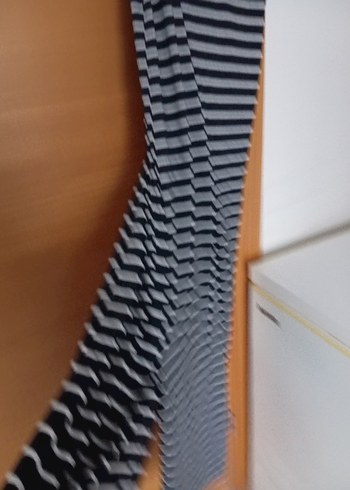 Çizgili Mavi Uzun Askılı Elbise - Görsel 3