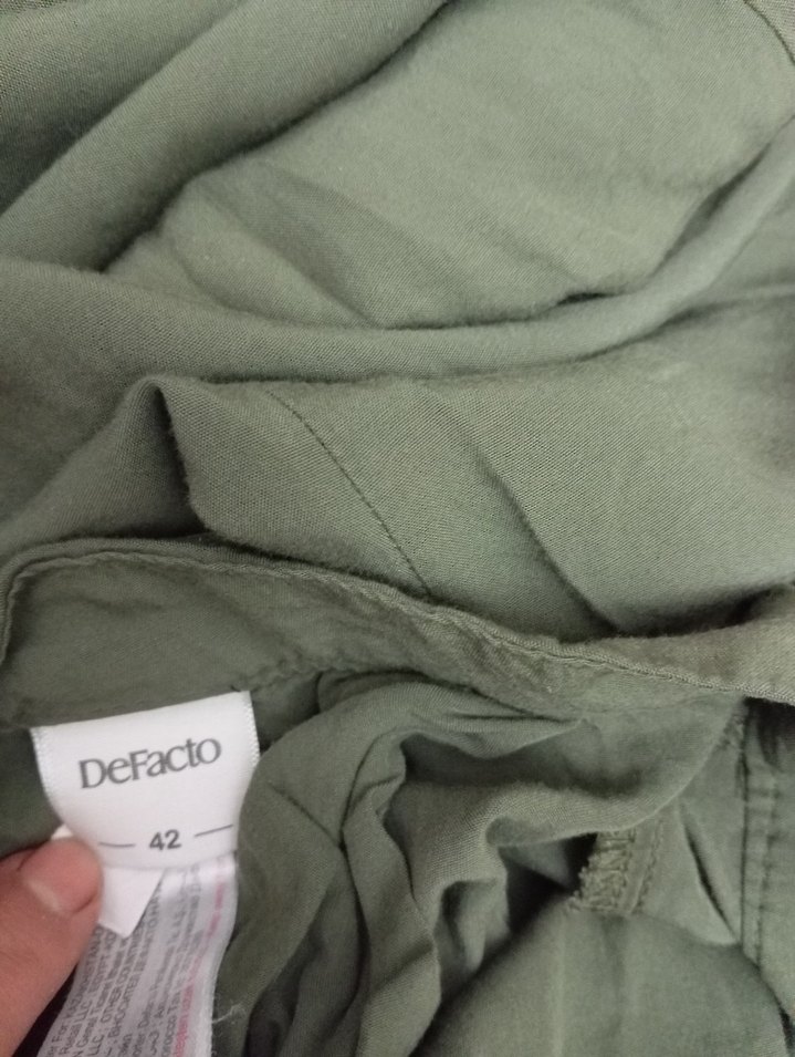 Kadın Yeşil Keten Salaş Pantolon - Görsel 3