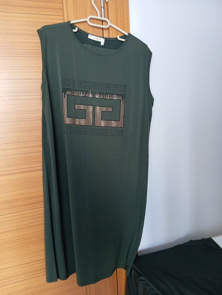 Yeşil Uzun taşlı Kollu üçlü takım - Görsel 2