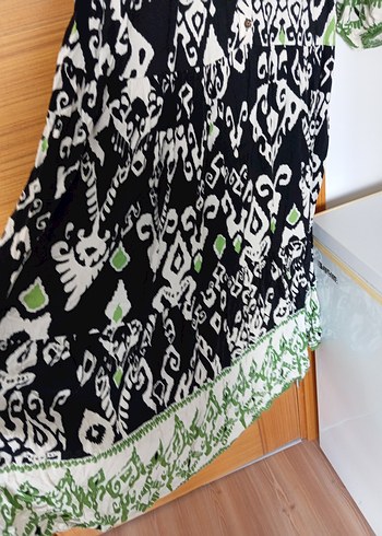 Püsküllü V Yaka Bohem Uzun Elbise - Görsel 5