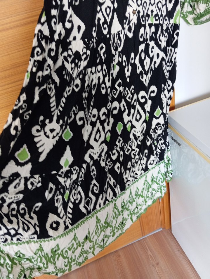 Püsküllü V Yaka Bohem Uzun Elbise - Görsel 5