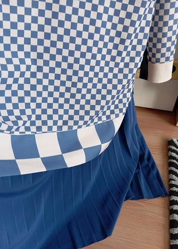 Mavi Kareli Uzun Kollu Salaş Tunik - Görsel 4