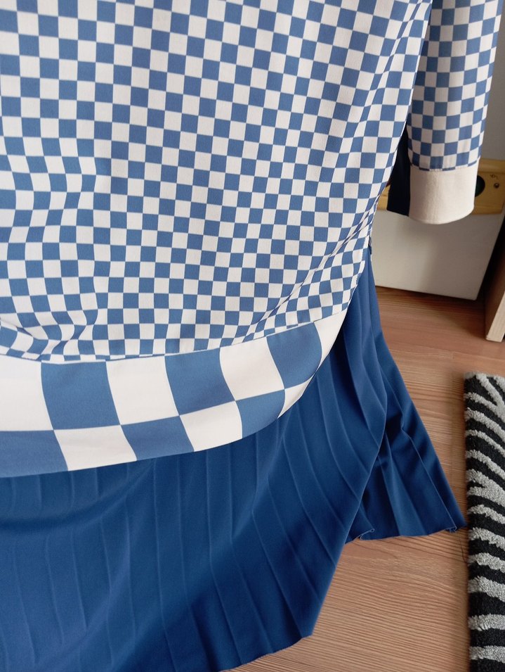 Mavi Kareli Uzun Kollu Salaş Tunik - Görsel 4