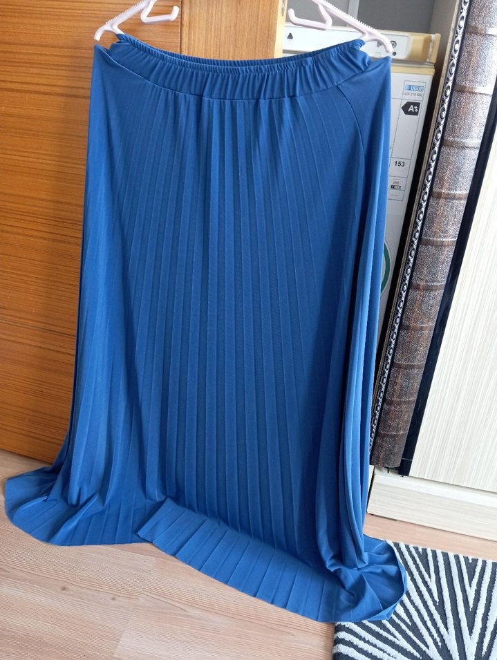 Mavi Kareli Uzun Kollu Salaş Tunik - Görsel 5