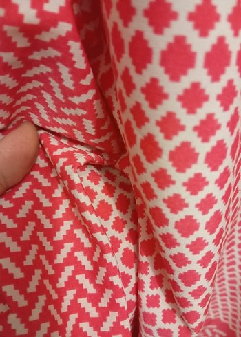 Kırmızı Bohem Kadın Tunik, Uzun Kollu, Normal Boy - Görsel 2