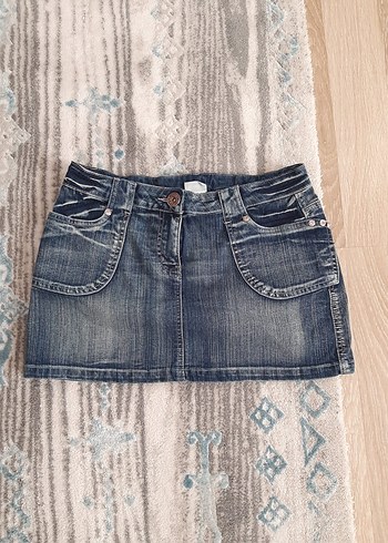 Kadın Mavi Denim Mini Etek