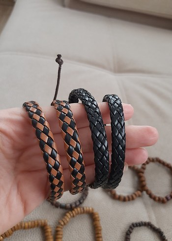 Bohem Tarz Erkek Deri Bileklik Seti - Görsel 4