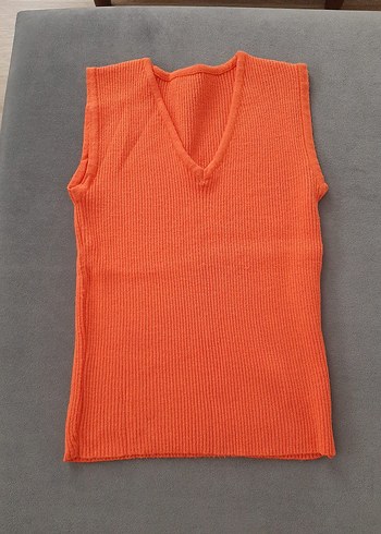 Renkli ve Turuncu V Yaka Kadın Süveter - Görsel 3