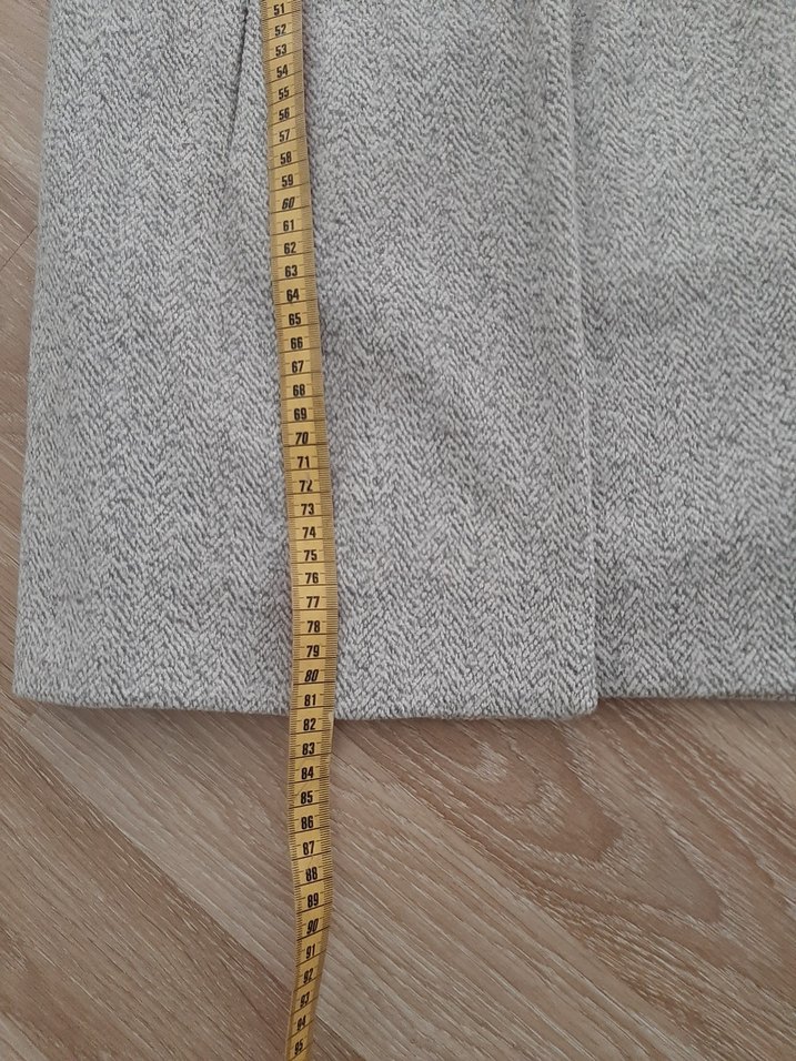 Gri Düğmeli Kadın Kaban - Görsel 4