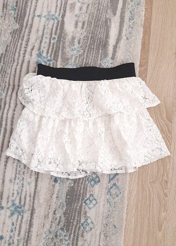 Dantel Detaylı Beyaz Mini Etek - Görsel 2