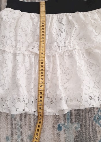 Dantel Detaylı Beyaz Mini Etek - Görsel 4