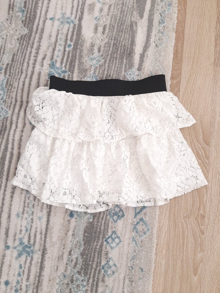 Dantel Detaylı Beyaz Mini Etek - Görsel 2