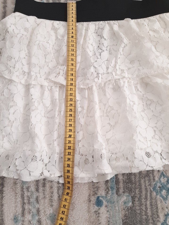 Dantel Detaylı Beyaz Mini Etek - Görsel 4