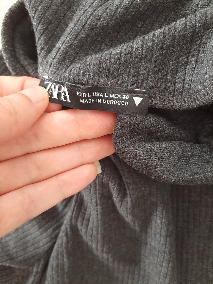 Gri Yüksek Yakalı Uzun Kadın Elbise - Görsel 3