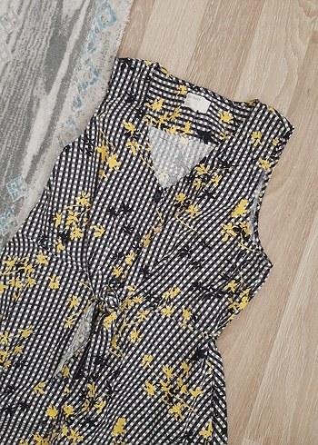 Karen Walker Sarı Çiçekli Uzun Kolsuz Bohem Elbise