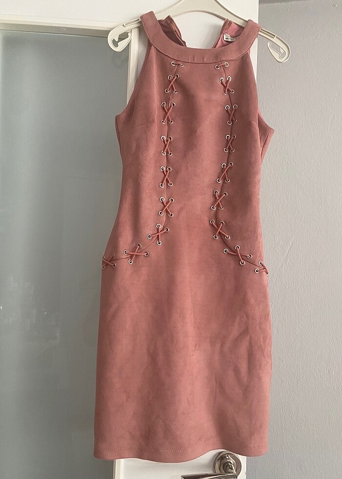 Mini pembe elbise - Görsel 4