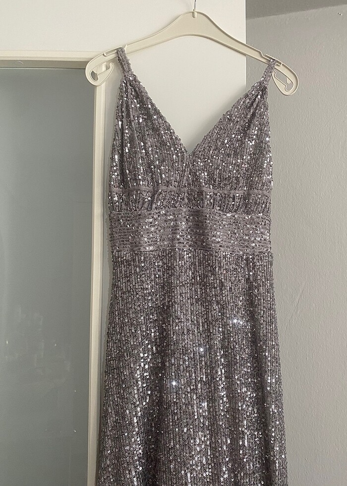 Payetli gri abiye - Görsel 2